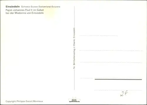 Ak Einsiedeln Kanton Schwyz Schweiz, Papst Johannes Paul II., Karol Józef Wojtyla, Gebet
