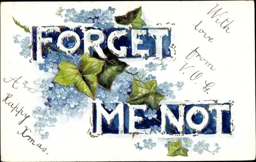 Präge Ak Vergissmeinnicht, Blätter, Forget me Not