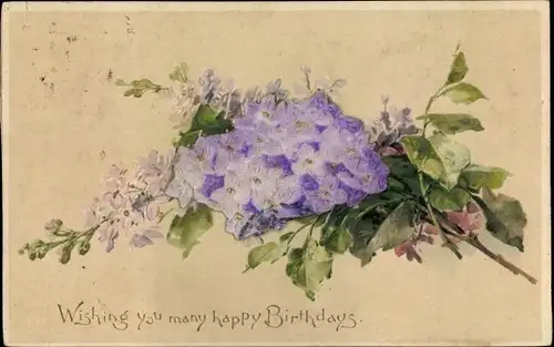 Stoff Ak Glückwunsch Geburtstag, Blumenstrauß