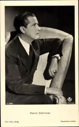 Ak Schauspieler Hans Söhnker, Portrait im Anzug
