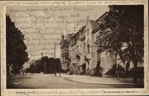 Ak Dahme in der Mark, Luckauer Straße am Bahnhof