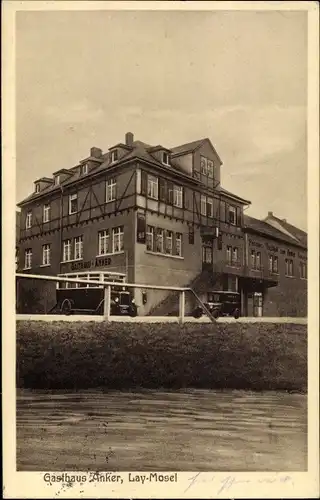 Ak Lay an der Mosel Koblenz in Rheinland Pfalz, Gasthaus Anker, Autobus