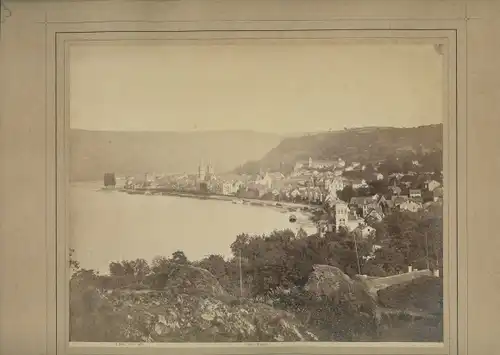 Foto Boppard am Rhein, um 1879, Gesamtansicht, Rheinpartie
