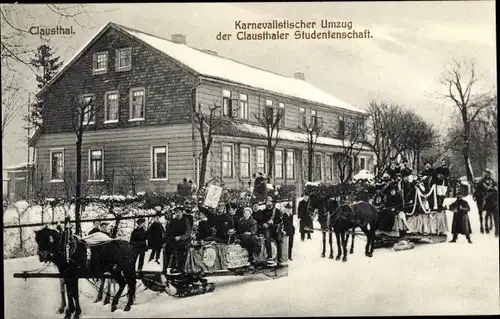 Studentika Ak Clausthal Zellerfeld Oberharz, Karnevalistischer Umzug der Clausthaler Studentenschaft