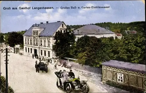 Ak Langenhessen Werdau in Sachsen, Gasthof Langenhessen, Auto
