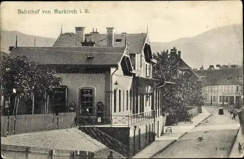 Ak Sainte Marie aux Mines Markirch Elsass Haut Rhin, Bahnhof