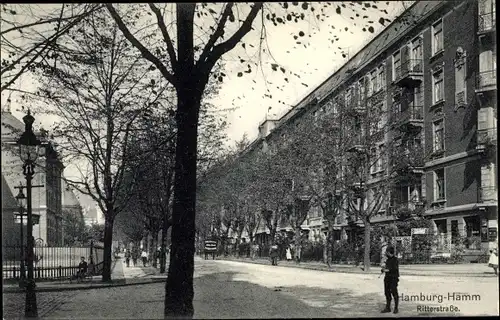 Ak Hamburg Mitte Hamm, Ritterstraße, Straßenpartie, Gebäude