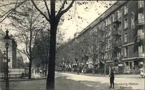 Ak Hamburg Mitte Hamm, Ritterstraße, Straßenpartie, Gebäude