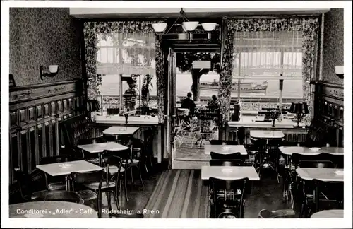 Ak Rüdesheim am Rhein, Konditorei Adler, Innenansicht, Rheinstraße 14