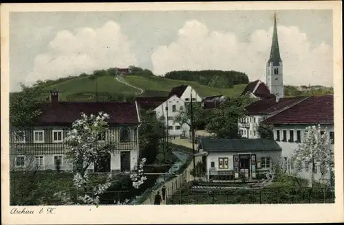 Ak Aschau im Zillertal Tirol, Blick auf den Ort, Kirchturm