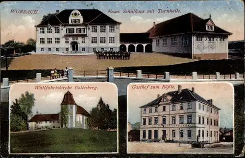 Ak Bad Wurzach in Oberschwaben Baden Württemberg, Neues Schulhaus, Turnhalle, Gasthof zum Rößle