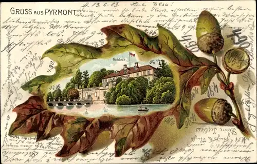 Eichblatt Litho Bad Pyrmont in Niedersachsen, Schloss
