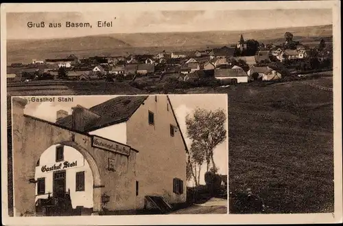 Ak Baasem Dahlem in der Eifel, Blick auf den Ort, Gasthof