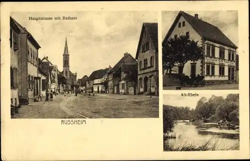 Ak Rußheim Dettenheim Baden Württemberg, Hauptstraße, Rathaus, Spezereienhandlung