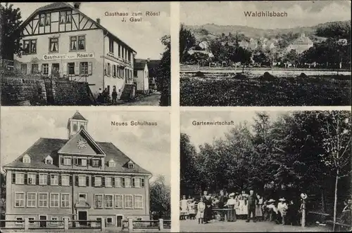 Ak Waldhilsbach Neckargemünd am Neckar, Gasthaus zum Rössl, Neues Schulhaus, Panorama