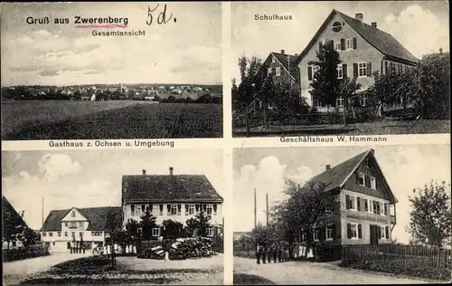 Ak Zwerenberg Neuweiler im Schwarzwald, Gasthaus zum Ochsen, Geschäftshaus W. Hammann, Schule