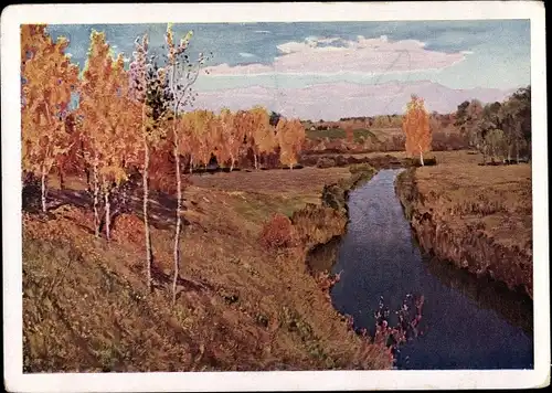 Künstler Ak Levitane, Automne d'or, Landschaft