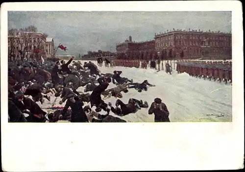 Künstler Ak Sankt Petersburg Russland, Blutsonntag 1905