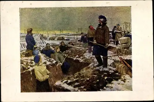 Künstler Ak Osenev, N., Komsomol Youth on Fortifications near Moscow