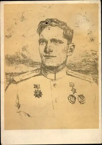 Künstler Ak Pilschikov, Leningrader Front, Kapitän Matuzov, Portrait