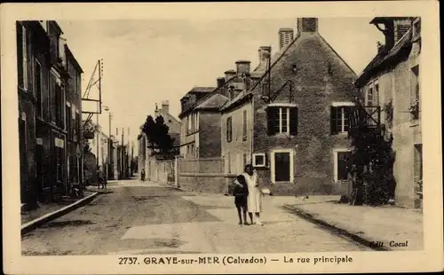 Ak Graye sur Mer Calvados, La rue principale