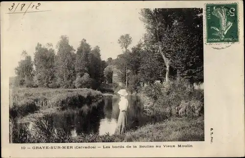 Ak Graye sur Mer Calvados, Les bords de la Seulles au Vieux Moulin