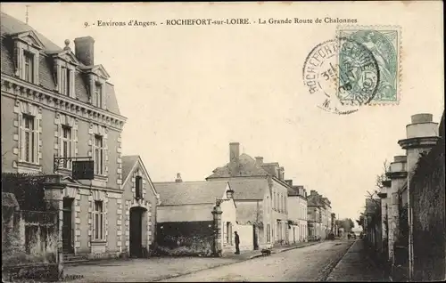 Ak Rochefort sur Loire Maine et Loire, La Grande Route de Chalonnes