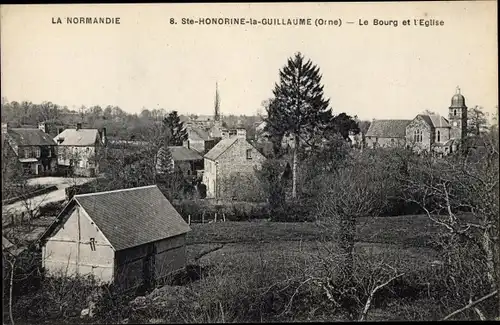 Ak Sainte Honorine la Guillaume Orne, Le Bourg et l'Eglise