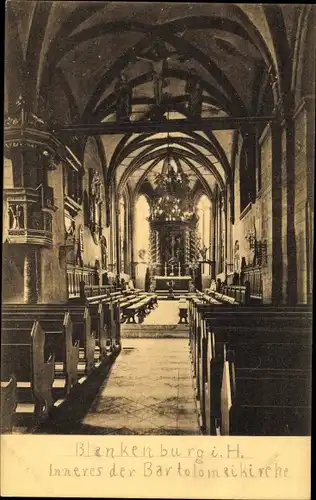 Ak Blankenburg am Harz, Inneres der Bartholomaikirche