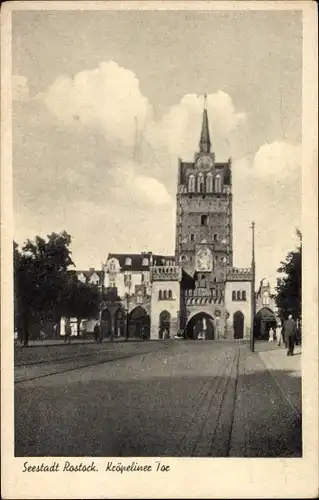 Ak Rostock in Mecklenburg Vorpommern, Kröpeliner Tor, Straßenpartie