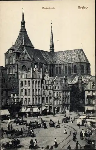 Ak Rostock, Marienkirche, Markt