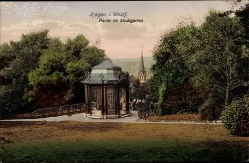 Ak Hagen in Westfalen Ruhrgebiet, Partie im Stadtgarten