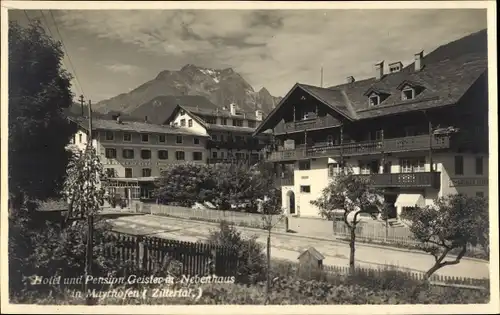Ak Mayrhofen im Zillertal Tirol, Hotel und Pension Geisler mit Nebenhaus