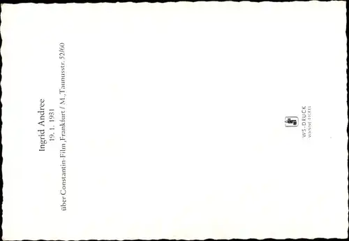 Ak Schauspielerin Ingrid Andree, Portrait