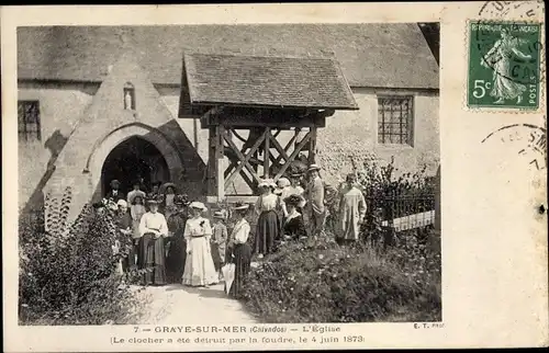 Ak Graye sur Mer Calvados, L'Eglise, Le clocher