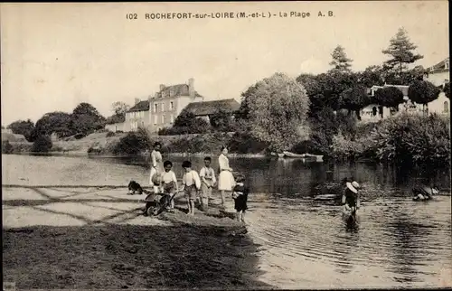 Ak Rochefort sur Loire Maine et Loire, La Plage