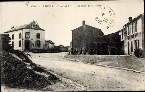 Ak La Romagne Maine et Loire, Quartier de la Poste