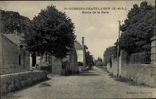 Ak Saint Georges Chatelaison Maine et Loire, Route de la Gare