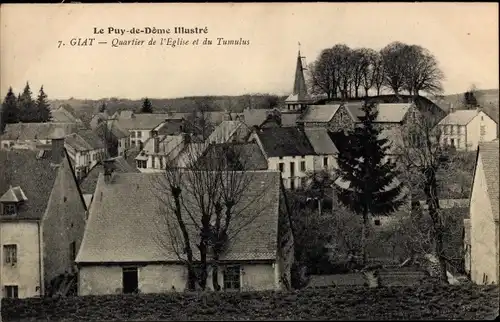 Ak Giat Puy de Dôme, Quartier de l'Eglise et du Tumulus