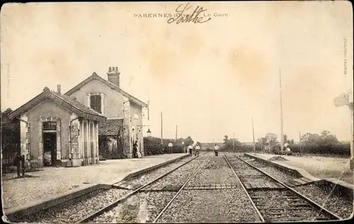 Ak Parennes Sarthe, La Gare, Interieur