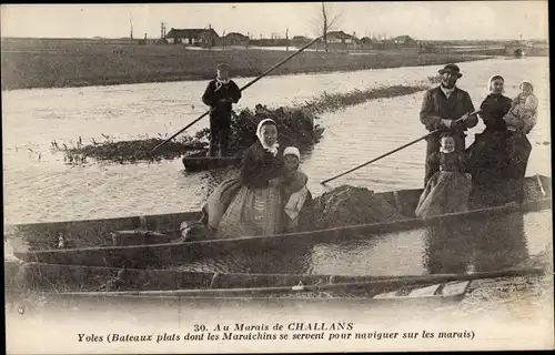 Ak Challans Vendée, Au Marais, Yoles