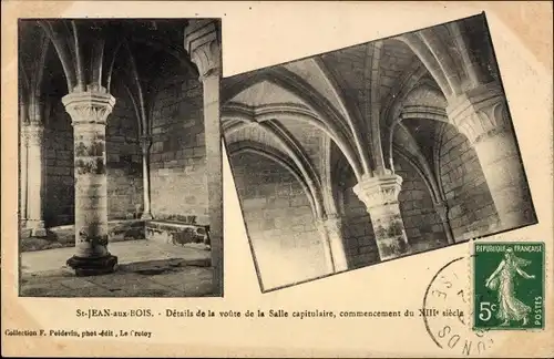 Ak Saint Jean aux Bois Oise, Details de la voute de la Salle capitulaire