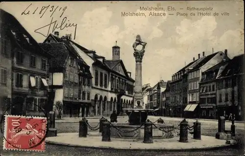 Ak Molsheim Elsass Bas Rhin, Rathausplatz