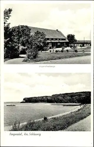 Ak Borgwedel an der Schlei, Jugendherberge, Seepartie