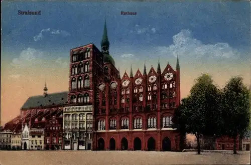 Ak Stralsund in Mecklenburg Vorpommern, Rathaus