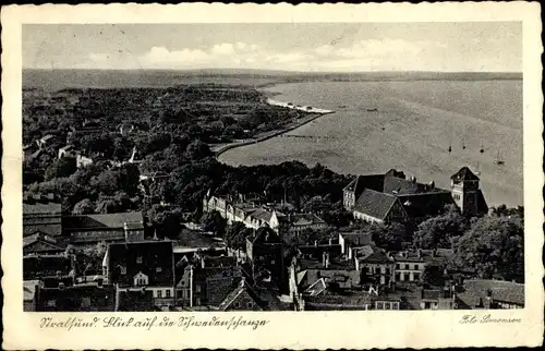 Ak Stralsund in Mecklenburg Vorpommern, Fliegeraufnahme, Schwedenschanze, Ort