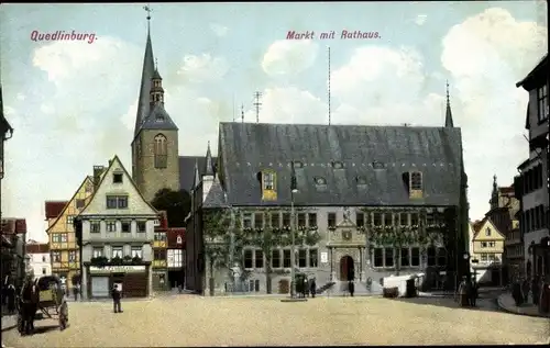 Ak Quedlinburg im Harz, Markt, Rathaus