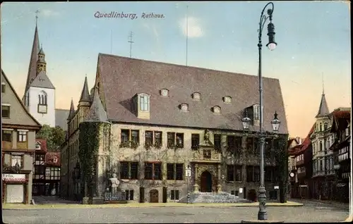 Ak Quedlinburg im Harz, Rathaus