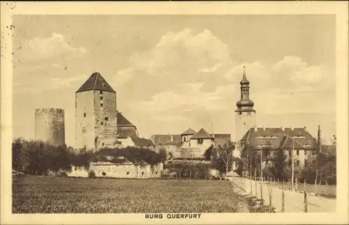 Ak Querfurt, Blick auf die Burg mit Kirche, Weg