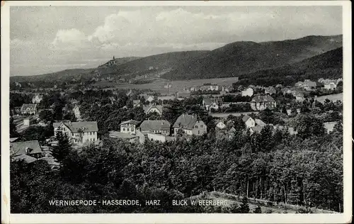 Ak Hasserode Wernigerode am Harz, Blick v. Beerberge